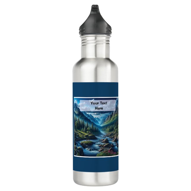 Custom Text Mountain Scene Gift for Dad 710 Ml Water Bottle (Right)