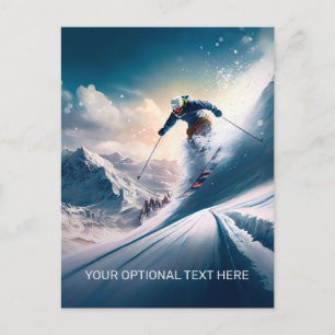 Custom Text Mountain Skier Postcard