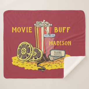 Custom text Movie Buff Sherpa Blanket