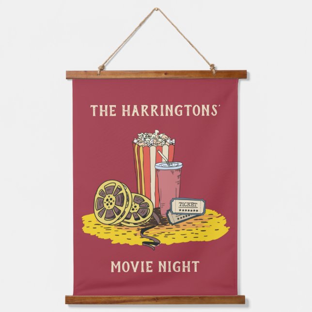 Custom text Movie Night Hanging Tapestry (Front)