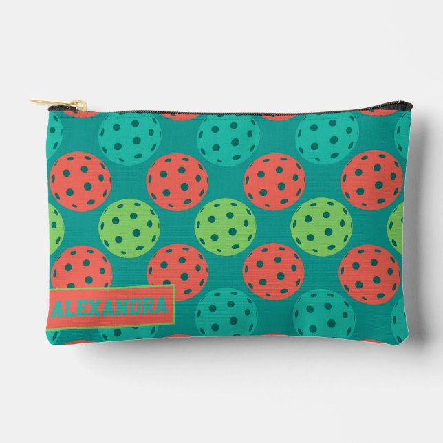 Custom text Multicolor Pickleball Dink Diva  Accessory Pouch (Front)