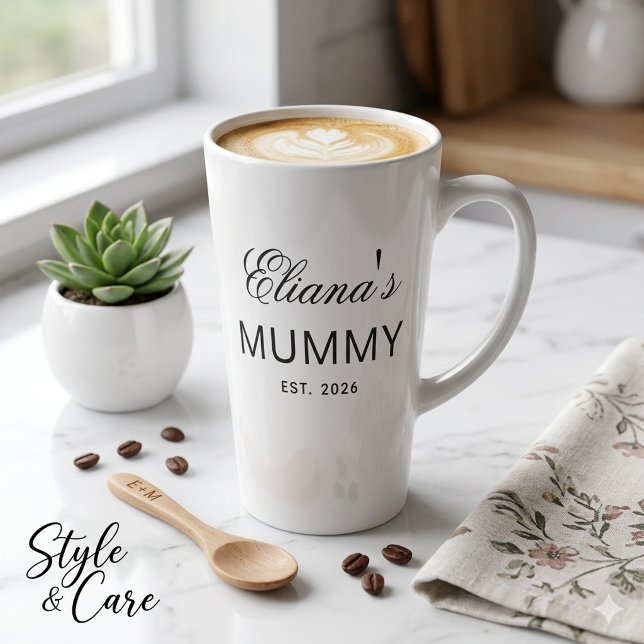 Custom Text MUMMY Latte Mug Gift Personalised Desi (Custom Text MUMMY Latte Mug Gift Personalized Design)