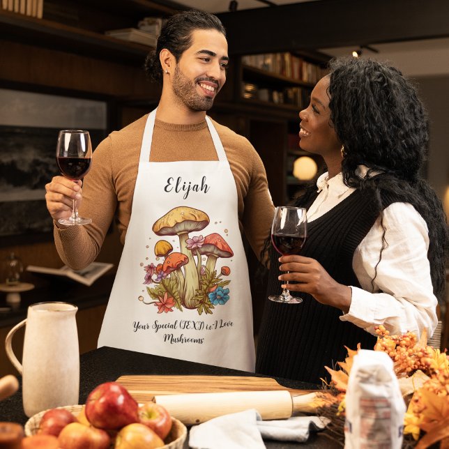 Custom Text Mushroom Lover Apron (Creator Uploaded)