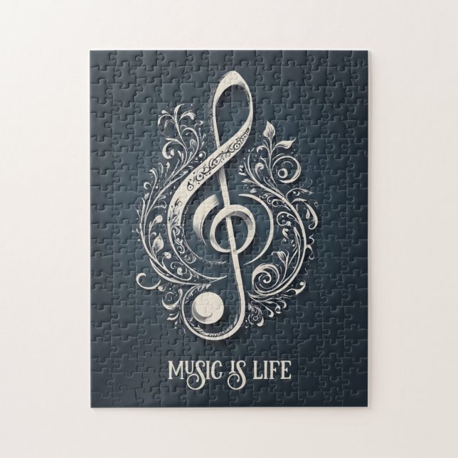 Custom Text Musical Clef Note Jigsaw Puzzle (Vertical)