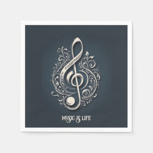 Custom Text Musical Clef Note Napkin