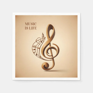 Custom Text Musical Clef Note Napkin