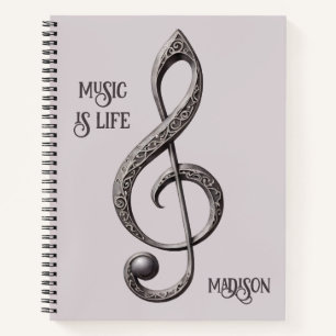 Custom Text Musical Clef Note Notebook