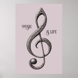 Custom Text Musical Clef Note Poster
