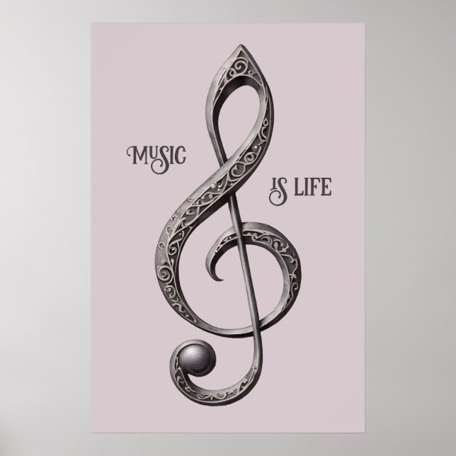 Custom Text Musical Clef Note Poster (Front)