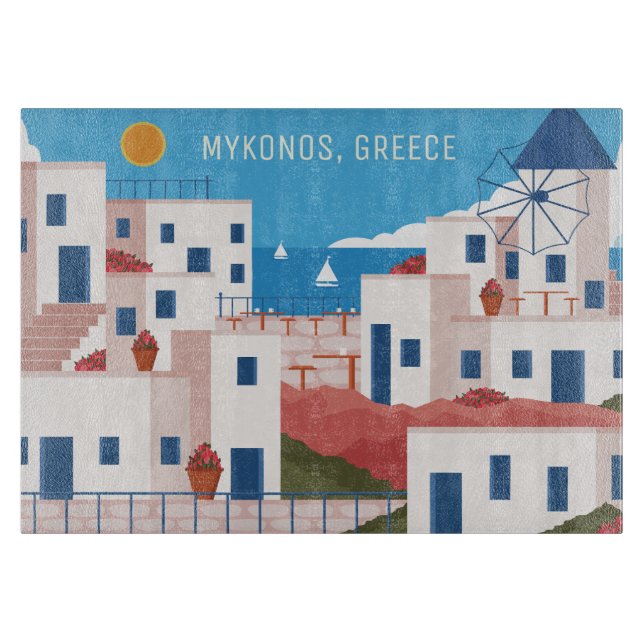 Custom Text Mykonos Greece Cutting Board (Front)