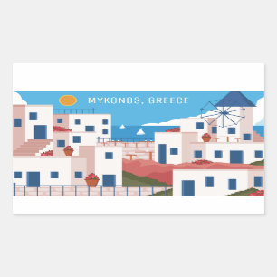Custom Text Mykonos Greece Rectangular Sticker