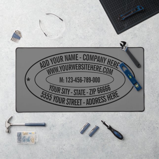 Custom Text Name Address Info Your Colours Busines Desk Mat (Workstation)