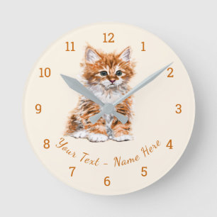 Custom Text / Name Clock with Baby Kitten