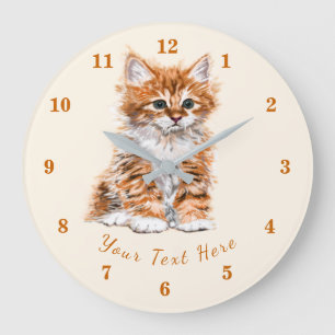 Custom Text / Name Clock with Little Kitten