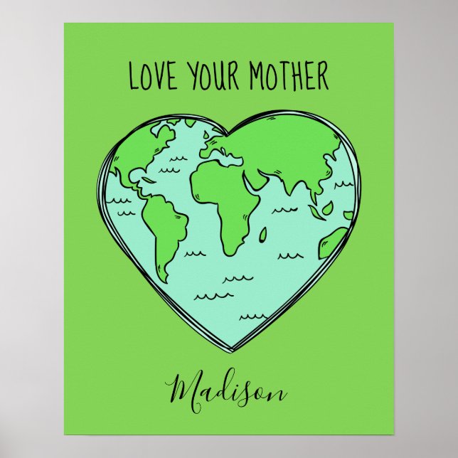 Custom text, name & colour Earth Love poster (Front)