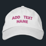 Custom Text Name Embroidered Baseball Cap<br><div class="desc">Easy Personalised Text Name - Add Your Text / Name / more - Choose Your Colour / Size / Font - Make your unique promotional and corporate items / gifts :)</div>