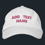 Custom Text Name Embroidered Baseball Hat Template<br><div class="desc">Choose Colour and Font - Design Your Own Personalised Embroudered Hats with Custom Text - Name - Add Your Text / Name / more - Choose Your Colour / Size / Font - Make your unique baseball or business caps / hats gifts :) by MIGNED</div>