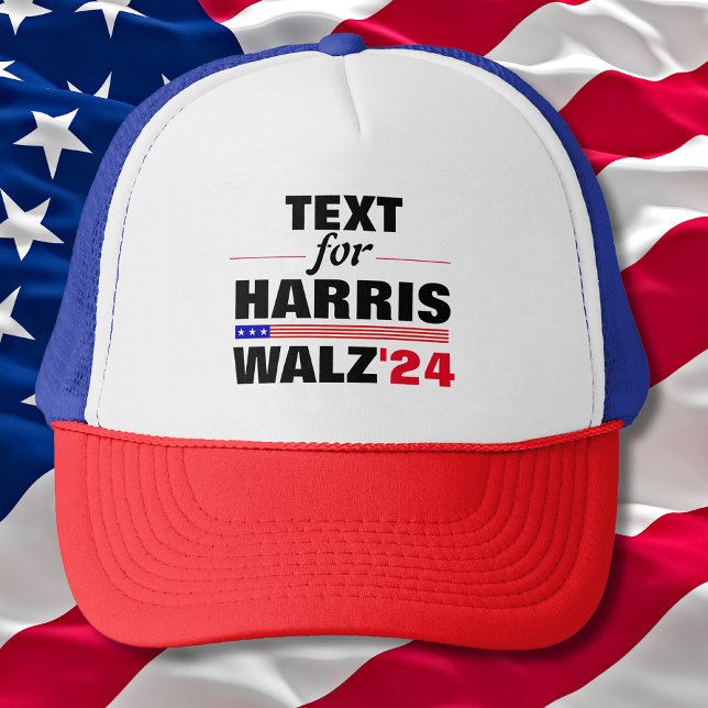 Custom Text Name for Harris Walz 2024 Election Trucker Hat (Creator Uploaded)
