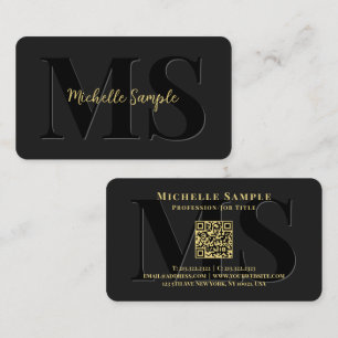 Custom Text Name QR Code Luxury Gold Calligraphy Business Card
