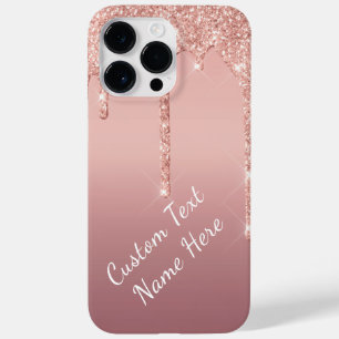 Custom Text Name Rose Gold Glitter iPhone Case