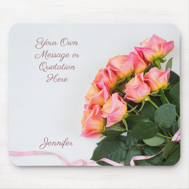 Custom text & name Roses mouse pad (Front)