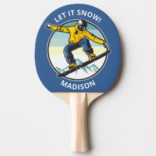 Custom text & name SNOWBOARDER Ping Pong Paddle