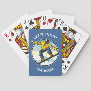 Custom text & name SNOWBOARDER Playing Cards