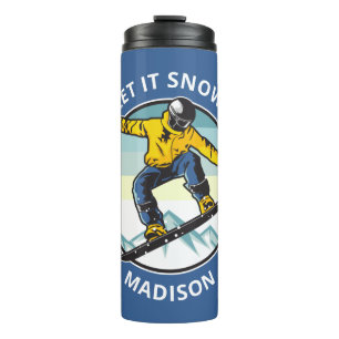 Custom text & name SNOWBOARDER Thermal Tumbler