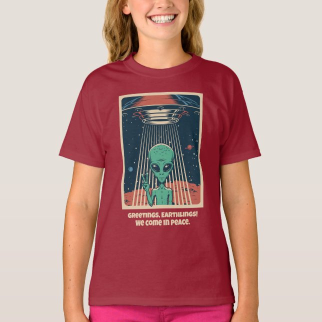 Custom Text & Name UFO Alien T-Shirt (Front)