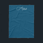 Custom Text Names Add Photo Picture Template Small Fleece Blanket<br><div class="desc">Custom Trendy Create Your Own Template Upload Image Photo Add Calligraphed Script Name or Text Ocean Blue & White Small Fleece Blanket.</div>