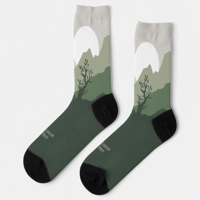 Custom Text Nature Illustration Socks (Left)