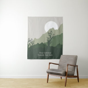 Custom Text Nature Illustration Tapestry