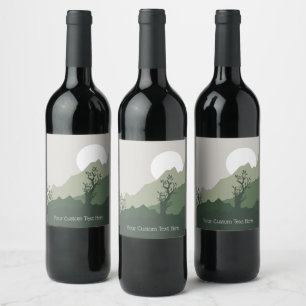 Custom Text Nature Illustration Wine Label
