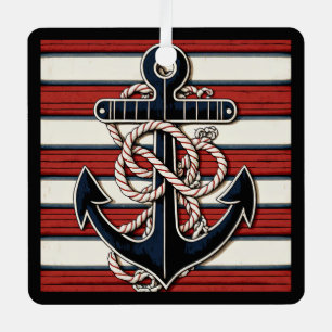 Custom Text Nautical Anchor Pattern Metal Tree Decoration