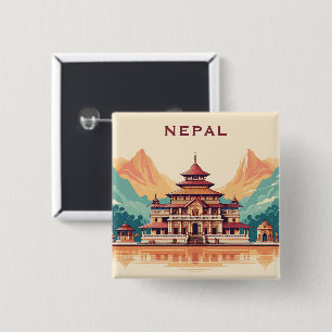 Custom Text Nepal 15 Cm Square Badge