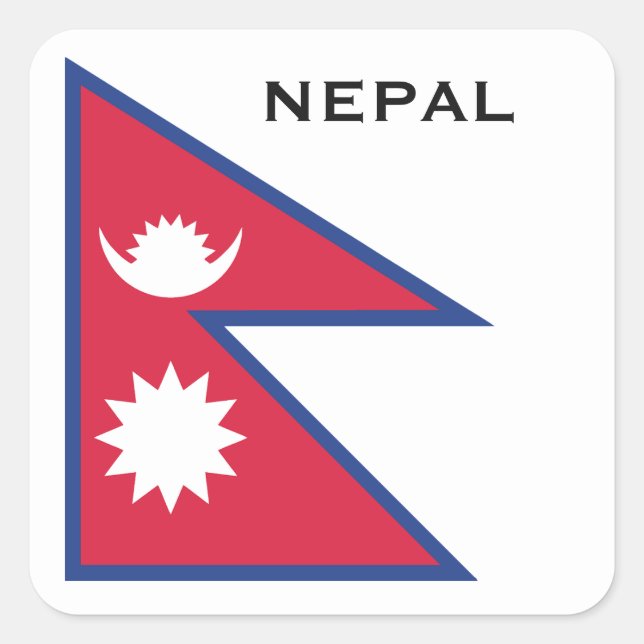Custom Text Nepal Flag Square Sticker (Front)