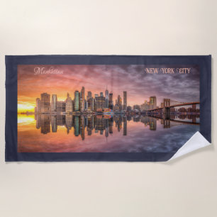Custom Text New York City Skyline Beach Towel