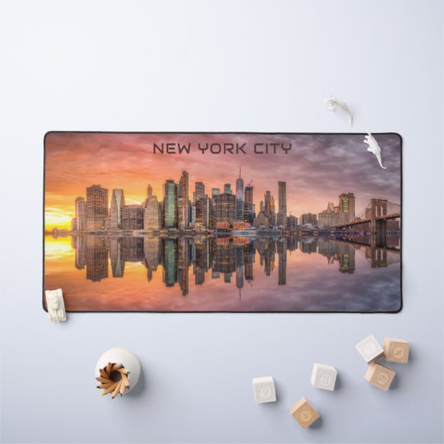 Custom Text New York City Skyline Desk Mat (Kids Table)