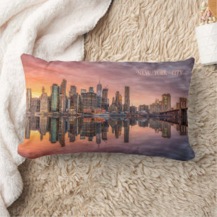 Custom Text New York City Skyline Lumbar Cushion
