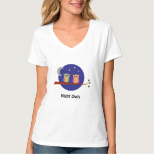 Custom text Night owls moon stars T-Shirt