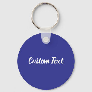 Custom Text on Blue with White Script Key Ring