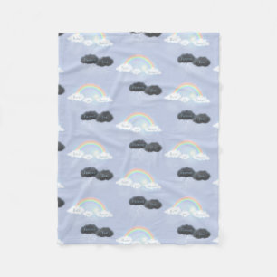 Custom Text on Clouds & Rainbows "Rain or Shine" Fleece Blanket