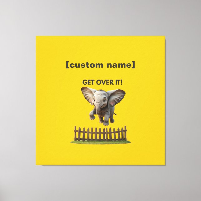 Custom Text or Name Flying Elephant  Canvas Print (Front)