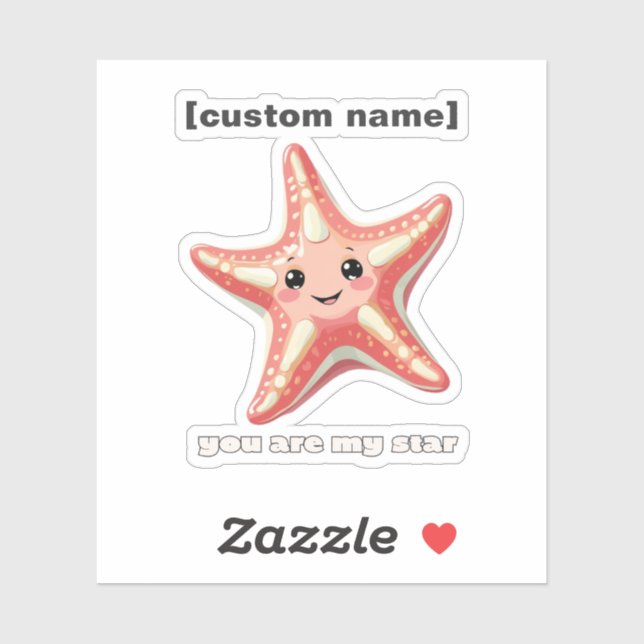 Custom Text or Name Star  Stickers (Sheet)