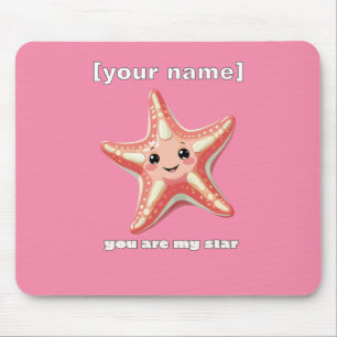 Custom Text or Name Starfish Design Mouse Mat