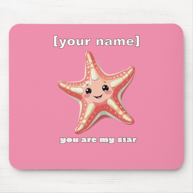 Custom Text or Name Starfish Design Mouse Mat (Front)