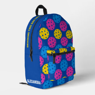 Custom text orange & coral pickleball printed backpack