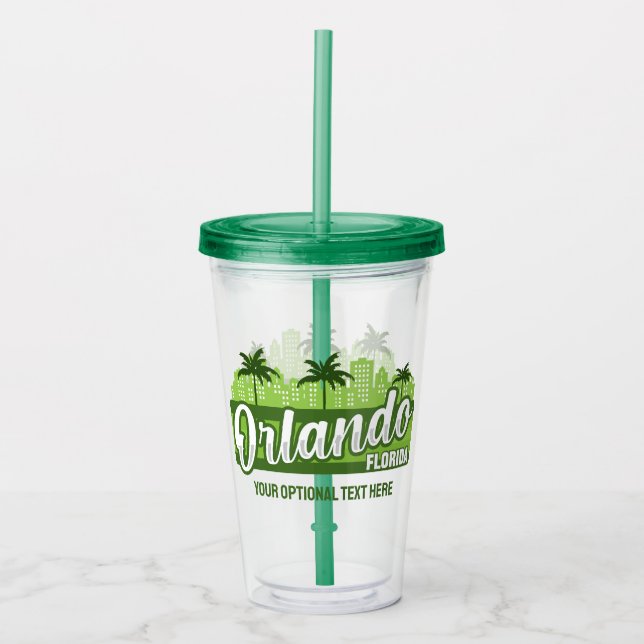 Custom Text Orlando Florida Acrylic Tumbler (Front)