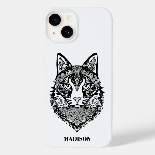Custom Text Ornamental Cat Case-Mate iPhone Case (Back)