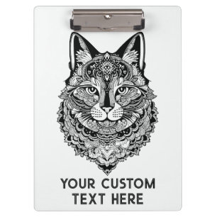 Custom Text Ornamental Cat Clipboard